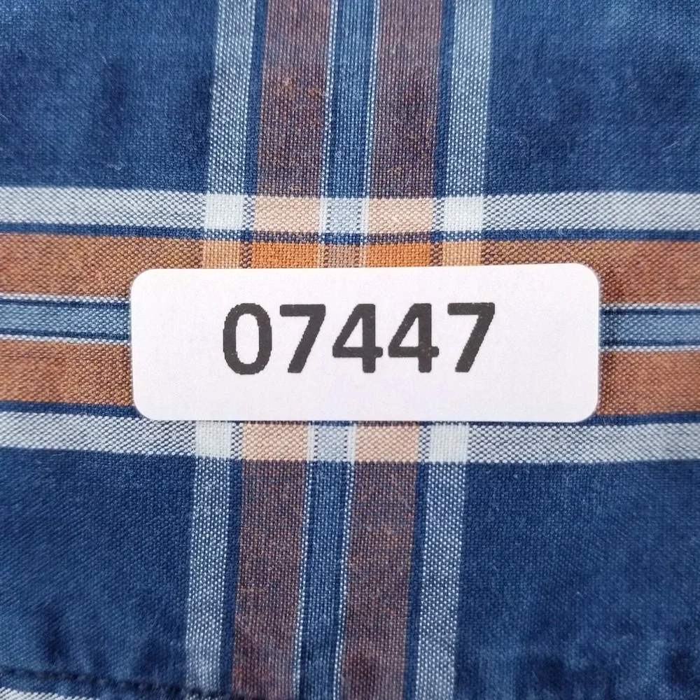 32 Bar Blues Shirt Mens Blue Orange Plaid Long Sleeve Button Down Chest Pockets